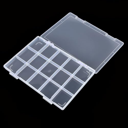 Image of 2PACK 15 Grids Clear Plastic Organizer Box, Beads Storage Containers Box Beads Crafts Jewelry Fishing Tackles and Small Items and Other Craft Projects