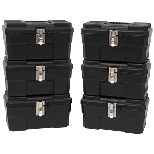 Image of Akro-Mils 09514 ProBox 14-Inch Plastic Toolbox for Tools, Hobby or Craft Storage Toolbox with Removable Tray, 14-Inch x 8-Inch x 8-Inch, Black, 6-Pack
