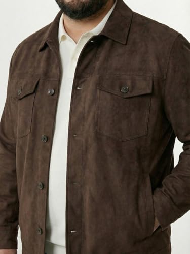 Image of UNSTD Men Plus Size Suede Jacket for Men | Winter Wear Full Sleeves Jacket | Comfortable Big & Tall Casual Jacket