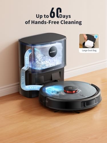 Image of Robot Vacuum and Mop, Self-Emptying Robot Vacuum Cleaner with 8000Pa Suction, Laser Navigator with Smart Mapping Robotic Vacuums, 150Mins Runtime,Schedule,App Alexa Control for Carpet /Pet Hair,Q10 pro