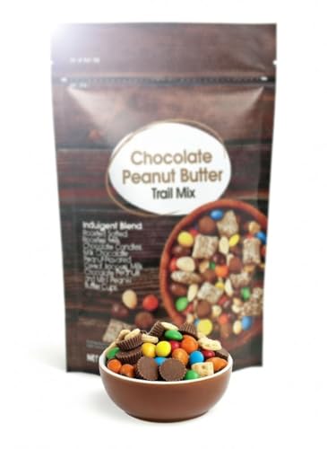 Chocolate Peanut Butter Trail Mix: Roasted Peanuts, Milk Chocolate Candies, Sweet Crunchy PB Rice Cereal Squares, Chocolatey Peanuts & Mini PB Cups, Great Snack Snacking Treat Food, 22oz Jumbo Value Bag