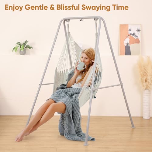 SELFLA Faltbarer Hängesessel Gestell, Tragbarer Gestell für Hängesessel, Robustes Hängemattengestell für Indoor/Outdoor, Einfach zu Montieren (hängesessel Nicht im Lieferumfang enthalten) - Grau