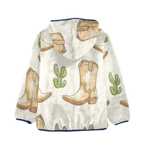 Cactus Cowboy Boots Girls Fleece Jacket Girls Fall Jacket Girls Zip Up Hoodie Girls Sherpa Jacket 2-10T2
