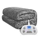 Heated Electric Blanket Twin Size 62'x84' Soft Flannel Warm Heating Blanket with 10 Fast Heating Level, 12 Hours Auto-Off, Machine Wash, Dark Grey