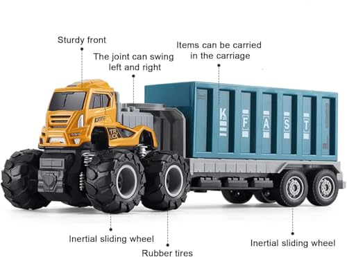 Image of Alloy Die cast 1:43 Logistic Transport Truck Toys Friction Powered Car Carrier Truck for Kids Boys Girls Miniature Toy Pull Back Vehicle Gift (Multicolor, Pack of 1)