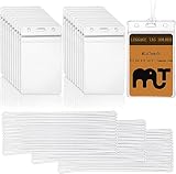 60 Pack Clear Luggage Tags Bag with Clear Loop Straps Waterproof Tag Holder Resealable Zip Identification ID...