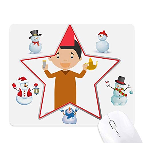 Tapis de souris Noël bonhomme de neige Red Hat pour souris optique