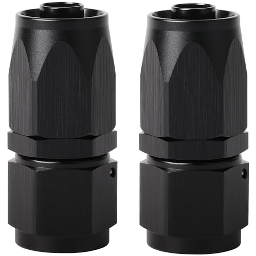 Podavelle 8AN Straight Hose End Fitting Swivel Aluminum Black 2PCS