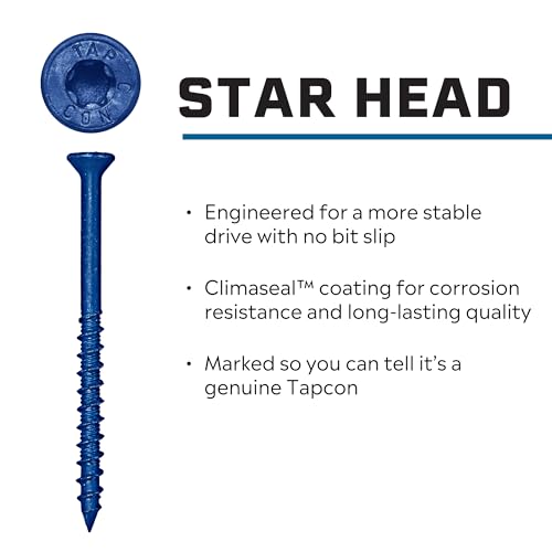 ITW Tapcon 28375 1/4x1-3/4 Blue Star Drive Bugle Head Concrete Anchors 75/Box