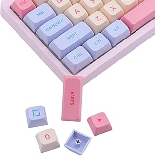 JakeTsai PBT Keycaps XDA Profile 132 Keys Set Dye Sublimation Keycaps Marshmallow Theme Keycap ANSI Layout Compatible MX Switches Mechanical Keyboard