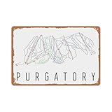 Tin Sign Vintage Purgatory Ski Map Art,Purgatory Colorado Trail Map Ski Resort - Poster Wall Art Decor Gift Metal Sign 8x12 Inch