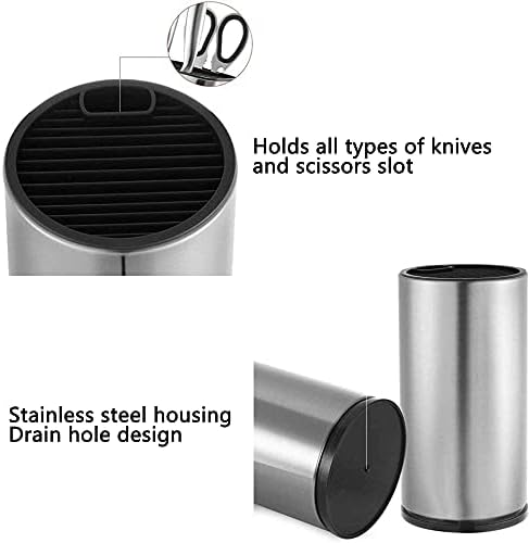 Knife Block Holder, Knife Block Storage Holder, Stainless Steel Knife Block Holder, with Slots for Scissors, with Drainage Holes, Used to Place Knives and Scissors in the Family Dining Kitchen