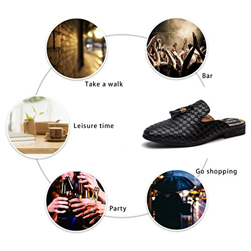 Meijiana Men's Slippers Slip-On Loafers Leather Formal Wear Casual Open Back Sandals, Black-07, 12 Us #TOP6