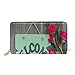 Produktbild GIGIJY Geldbörse mit Aufschrift Welcome Sign with Spring Flower, mehrere Kreditkartenfächer, Tasche für Frauen, echtes Leder, mit Reißverschluss