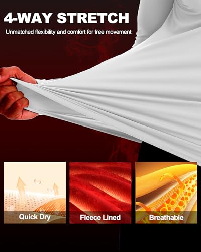 Mens Thermal Compression Shirts, Warm Long Sleeve Fleece Lined Tops Athletic Base Layer for Running Cold Weather4