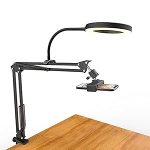 Overhead Stativ Handy mit Ringlicht, Flexibler Tisch Kamera Arm mit Licht, Flexible Tisch Kamera Arm Halterung mit…