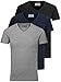 Produktbild Jack and Jones Herren T-Shirt Basic V-Ausschnitt 3er Pack Einfarbig Slim Fit in Weiß Schwarz Blau Grau