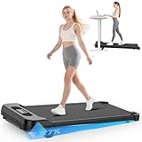 bigzzia Walking Pad with Incline, 3-IN-1 Under Desk Treadmills for Home Office, 1-8KM/H, Compact Mini for Small Spaces, 130KG Capacity, LCD Display & Remote Control, No Assembly (Black)