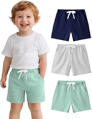 Witwot 3 Pack French Terry Toddler Boys Shorts – Summer Kids Shorts