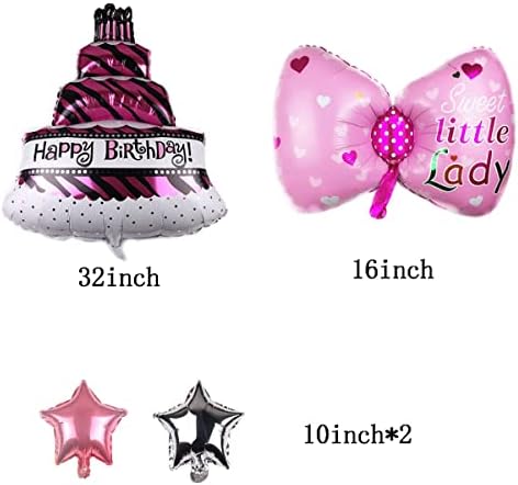 40PCS Pink Pig Balloons Birthday Party Decorations, Happy Birthday Banner Foil Balloon for Kids Baby Shower Birthday Party Supplies