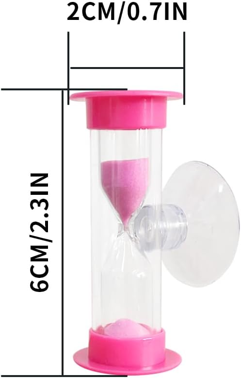 2 Minute Hourglass Sand Timer with Suction Cup,Mini Plastic Sand Clock Timer for Reminde Kids Brushing Time