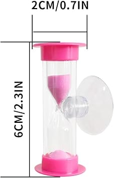 2 Minute Hourglass Sand Timer with Suction Cup,Mini Plastic Sand Clock Timer for Reminde Kids Brushing Time