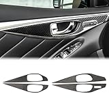 Fancemot 4PCS Real Carbon Fiber Door Handle Panel Trim Compatible with 2014–2025 Infiniti Q50, Interior Decor Sticker Accessories