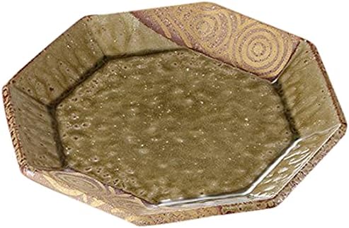 せともの本舗 Set of 5 Oribe Gold Swirl Octagonal 7.5 Dishes, 8.9 x 8.9 x 1.3 inches (22.6 x 22.6 x 3.3 cm), 23.1 oz (700 g), Deep Dishes, Restaurant, Commercial Use