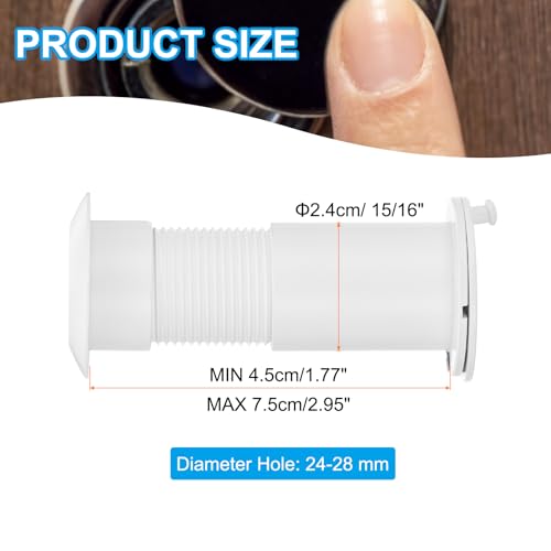 PATIKIL 15/16 Türspion 220-Grad Türspion Passt für 1-3/4 Zoll bis 2-15/16 Zoll Türspion mit Drehbarer Privatsphäreabdeckung für Zuhause Büro Hotel, Weiß