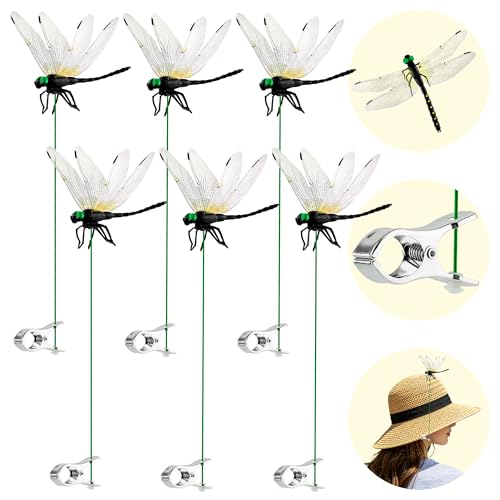 Puideon 6Pcs 3D Fake Dragonfly Clips, Black