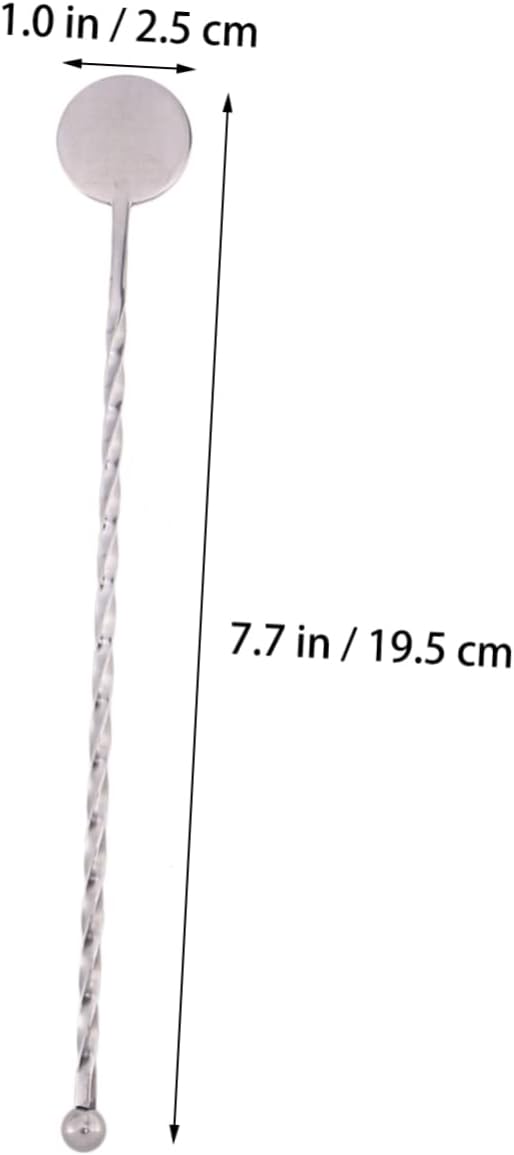 5pcs Stainless Steel Swizzle Sticks, round Ball Cocktail Stirring Set