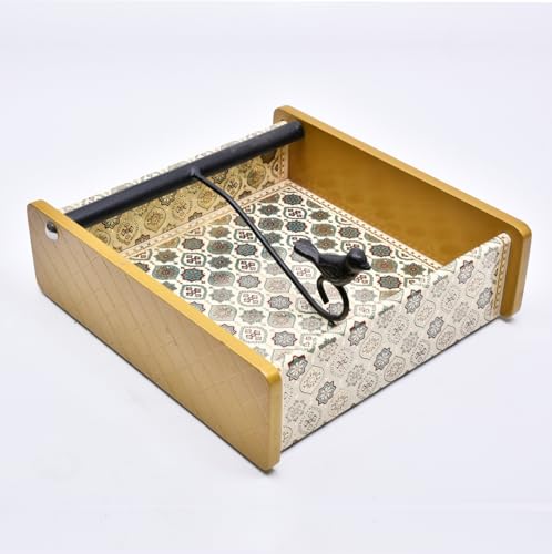 Image of Home Sparkle Napkin Storage - 1 Pack Table Napkin Holder Tray for Indoor & Outdoor Use | Kitchen, Dining, Restaurant & Home Decor (PU-Gold-C6V42)