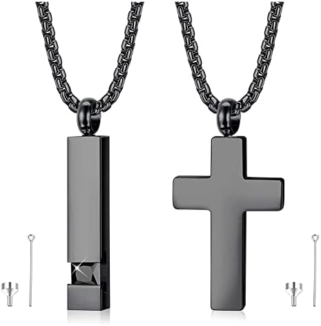 INBLUE Collar Urna Personalizado Para Cenizas, Corazón De Acero Inoxidable Colgante, Grabado Foto Perro Gato Nombre, Cremación Joyería Mujeres Hombres Con Juego De Embudo, Alas De Ángel