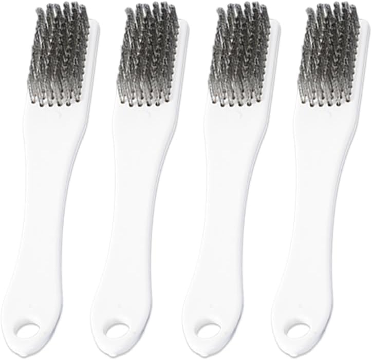 4 Pack Bowling Shoe Brushes - Stainless Steel Wire Cleaning Scrubber for Shoes Sliders Golf Cleats and Boots - Durable Brush Cleaner Kit for Mud and Dirt (White)