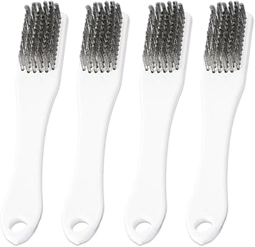 4 Pack Bowling Shoe Brushes - Stainless Steel Wire Cleaning Scrubber for Shoes Sliders Golf Cleats and Boots - Durable Brush Cleaner Kit for Mud and Dirt White