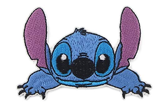 Stitch Cartoon Character Face 3 1/4 Inches Wide Embroidered Patch