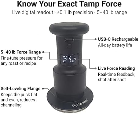 53.3mm Digital Espresso Tamper, LCD Display Shows Real-Time Tamping Force (5-40 lb), Self-Leveling Coffee Tamper Accessory for Baristas, Coffee Shops & Barista Training Schools image 4
