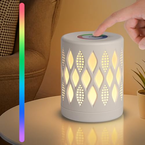 Aigostar Lámpara de Mesita de Noche Táctil Regulable, Luz Nocturna Infantil 256 RGB Colores y Blanco Cálido, Lámpara de Mesa USB Recargable para Habitación