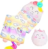 Nalexmi Kids Sleeping Bag with Pillow, Animal Bags, Happy Bag, Nap Mat, Wram Plush with Cotton, Slumber Bag, Unicorn Sleeping Bag for Kids (Rainbow uni, 63 * 24)