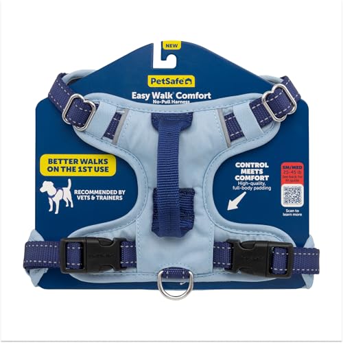 PetSafe Easy Walk Comfort No-Pull Dog Harness - Better Walk Training Harness - Full Body Padded Design - Durable Fabric - 5 Point Adjustable Fit - Everyday Leash Training - Blue - Small/Medium