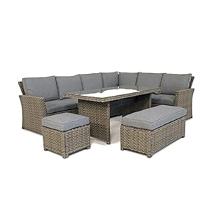 Backyard Furniture Palma 9 Seat Corner Rattan Wicker Garden Lounge Set with Cushions | UPDATED fabric |