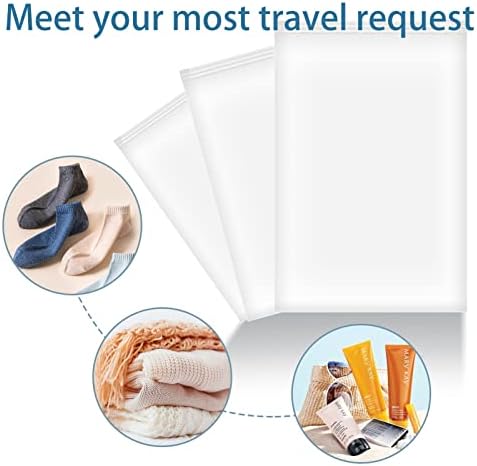 Ongrey 12pcs Travel Storage Bags Reusable Space Saving Plastic Bags with Zip Closure Waterproof Frosted Resealable Bags Luggage Organiser Pouch for Clothes Shoes Cosmetics 3 Size