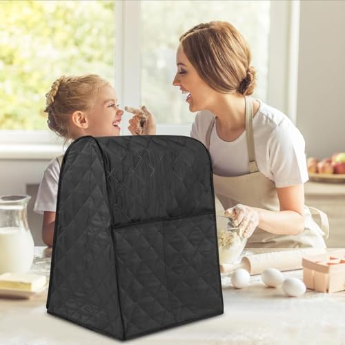 Aunifun Stand Mixer Dust Proof Cover Stain Resistant Blender Cover with Pocket for Kitchen Appliance Accessories, Water-resistant and Easy Cleaning (Black)
