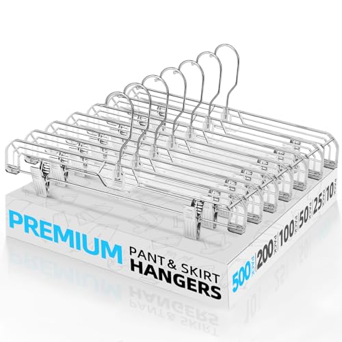 HOUSE DAY Heavy Duty Clear Pants Hangers 500 Pack, 14'' Skirt Hangers