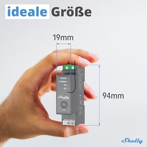 Shelly Wave Pro 2 | Professioneller 2-Kanal DIN-Schienen Z-Wave Smart Schalter | mit Potentialfreien Kontakten​​ | Hausautomation | Z-Wave-Gateway erforderlich | Erweiterte Funkreichweite