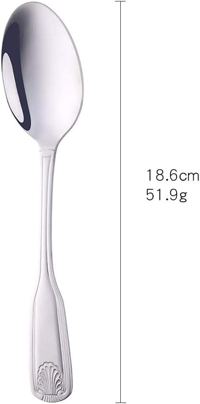 Dinner Spoon Shell Pattern Stainless Steel Dessert Spoons, BUY&USE Commercial Quality Silverware 7.3-Inch for Restaurant/Catering Flatware Set of 12