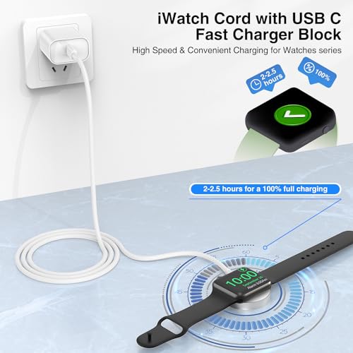 Pacote com 1 cabo carregador para Apple Watch, cabo de carregamento rápido i-Watch sem fio magnético