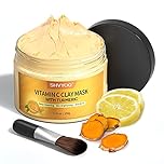 Turmeric Vitamin C Clay Mask, SHVYOG Facial Mask with Kaolin Clay for Dark Spots, Controlling Acne, Oil and Refining Pores, Even out Skin Tone Face Care Deep Cleansing 150g