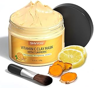 Turmeric Vitamin C Clay Mask, SHVYOG Vitamin C Clay Facial Mask with Kaolin Clay and Turmeric for Dark Spots, Skin Care Turmeric Face Mask for Controlling Oil and Refining Pores 5.29 Oz