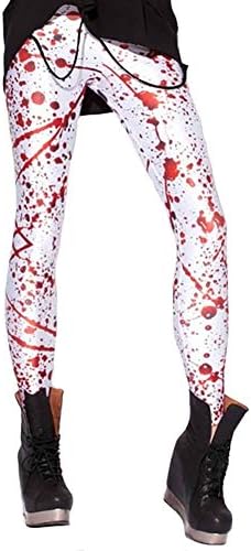Sister Amy Women's High Waist White Skeleton Digital Printted Ankle Elastic Tights Legging